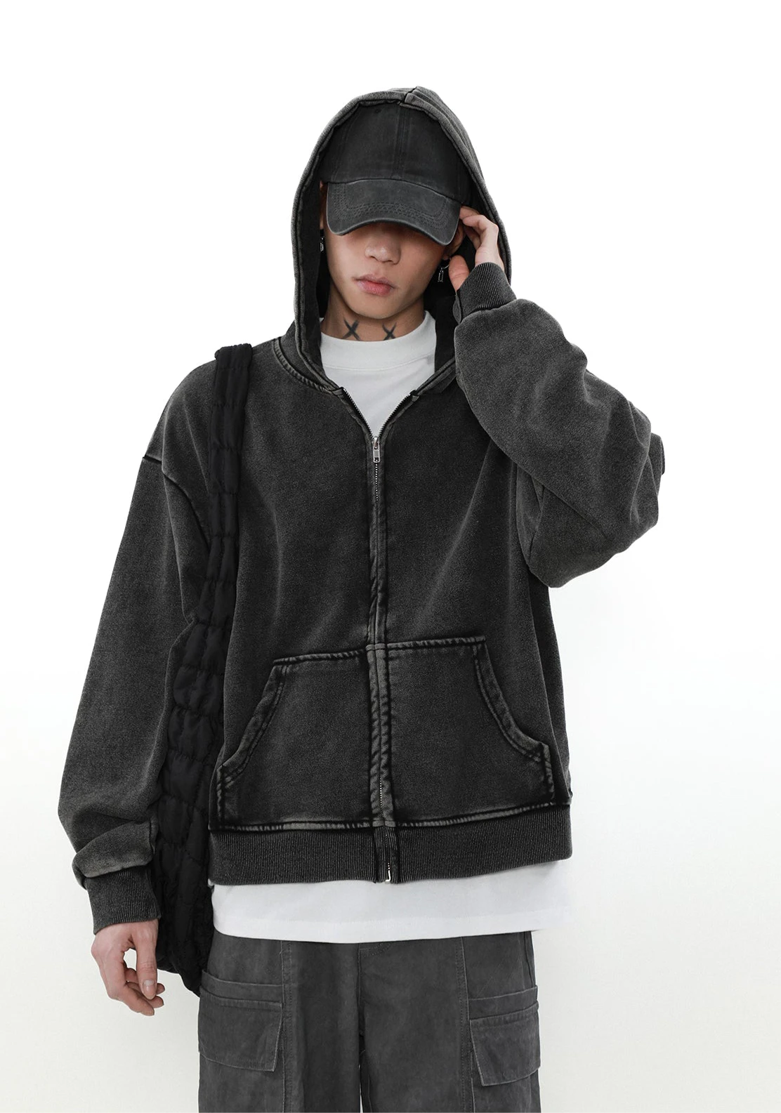 MRNEARLY Heavyweight Vintage Washed Zip Jacket(Mrnearly Heavyweight Vintage Washed Zip Jacket) 11 MRNEARLY Heavyweight Vintage Washed Zip Jacket(Mrnearly Heavyweight Vintage Washed Zip Jacket) - Image 9