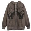 Angel Embroidered Zip-Up Jacket(Angel Zip Up Jacket) -Youth Urban Wear AngelHoodieFrontBrown b290ec18 8b30 4a96 ba05 f0caf39d5fb6