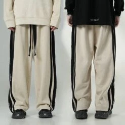 BJHG Velour Wideleg Lounge Pants(Bjhg Velour Wideleg Lounge Pants) -Youth Urban Wear BJHGStripedLogoOversizedSweatpants 32