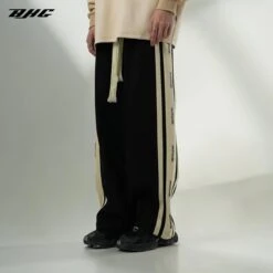 BJHG Velour Wideleg Lounge Pants(Bjhg Velour Wideleg Lounge Pants) -Youth Urban Wear BJHGStripedLogoOversizedSweatpants 5