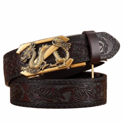 Embossed Z Dragon Pendant Leather Belt(Embossed Z Dragon Pendant Leather Belt)