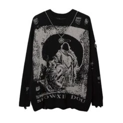 "Reaper" Ripped Knit Sweater(Grim Reaper Ripped Knit Sweater) -Youth Urban Wear H20903533ed27459785bfcc2190cdc85et