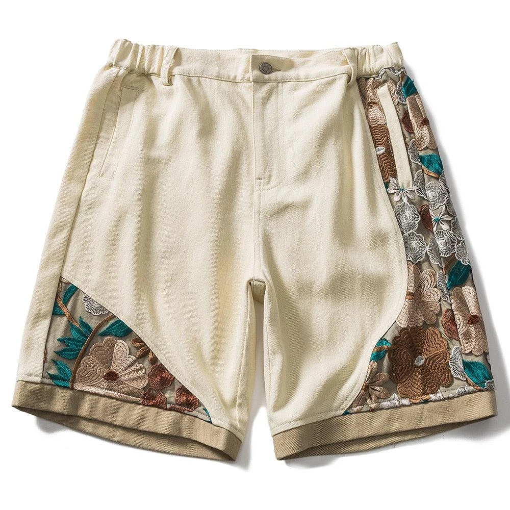 Embroidered Floral Patchwork Shorts(Embroidered Floral Patchwork Shorts) 3 Embroidered Floral Patchwork Shorts(Embroidered Floral Patchwork Shorts)