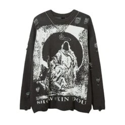 "Reaper" Ripped Knit Sweater(Grim Reaper Ripped Knit Sweater) -Youth Urban Wear H5d519be4efde4f8797d742e91ba71499V