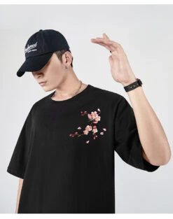 Sakura Flowers Embroidered Tee(Sakura Flowers Embroidered Tee) -Youth Urban Wear Haed07e048dbf42bfa0c68a432e92d395B