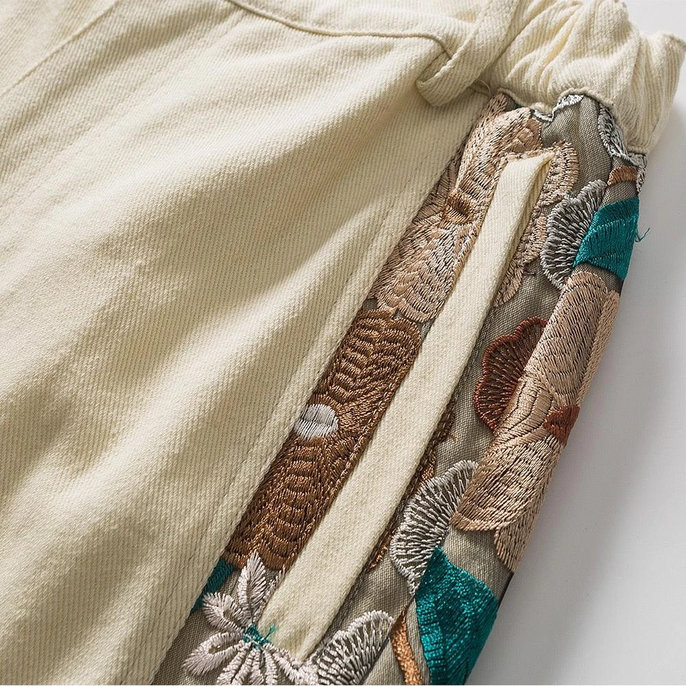 Embroidered Floral Patchwork Shorts(Embroidered Floral Patchwork Shorts) 5 Embroidered Floral Patchwork Shorts(Embroidered Floral Patchwork Shorts) - Image 3