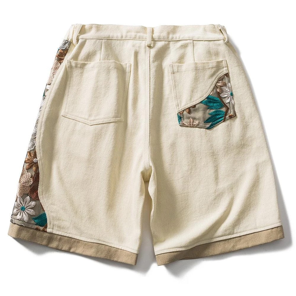 Embroidered Floral Patchwork Shorts(Embroidered Floral Patchwork Shorts) 4 Embroidered Floral Patchwork Shorts(Embroidered Floral Patchwork Shorts) - Image 2