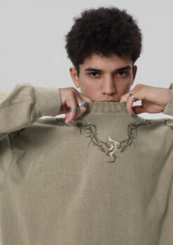 JHYQ Washed Torn Collar Long Sleeve(Jhyq Washed Torn Collar Long Sleeve) -Youth Urban Wear Khaki3