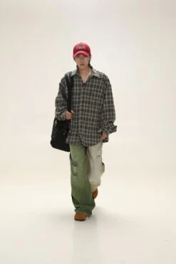 MASONPRINCE Boxy Plaid Carpenter Shirt(Masonprince Boxy Plaid Carpenter Shirt) -Youth Urban Wear MASONPRINCEOversizedWorkersFlannel 4