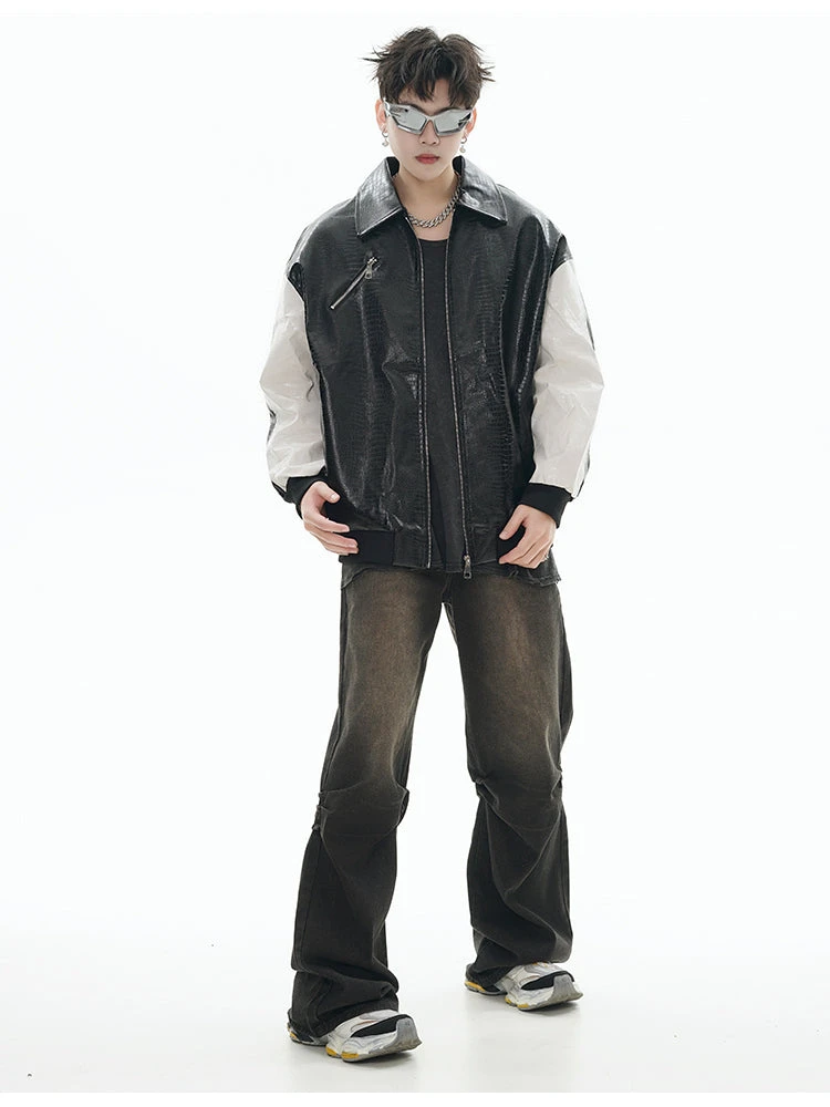 GCINIM Two-Tone Faux Leather Jacket(Gcinim Two Tone Faux Leather Jacket) 8 GCINIM Two-Tone Faux Leather Jacket(Gcinim Two Tone Faux Leather Jacket) - Image 6