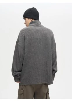 77F7GHT Quarter Zip Ribbed Fleece Jacket(77f7ght Quarter Zip Ribbed Fleece Jacket) -Youth Urban Wear O1CN011N32fv1r3OrCVSk5j 1124265575