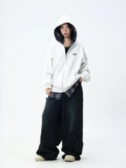 JUMPNEXT Layered Plaid Lined Zip Jacket(Jumpnext Layered Plaid Lined Zip Hoodie) -Youth Urban Wear O1CN012EIRYt1Zmb2wGLMo8 2126143237