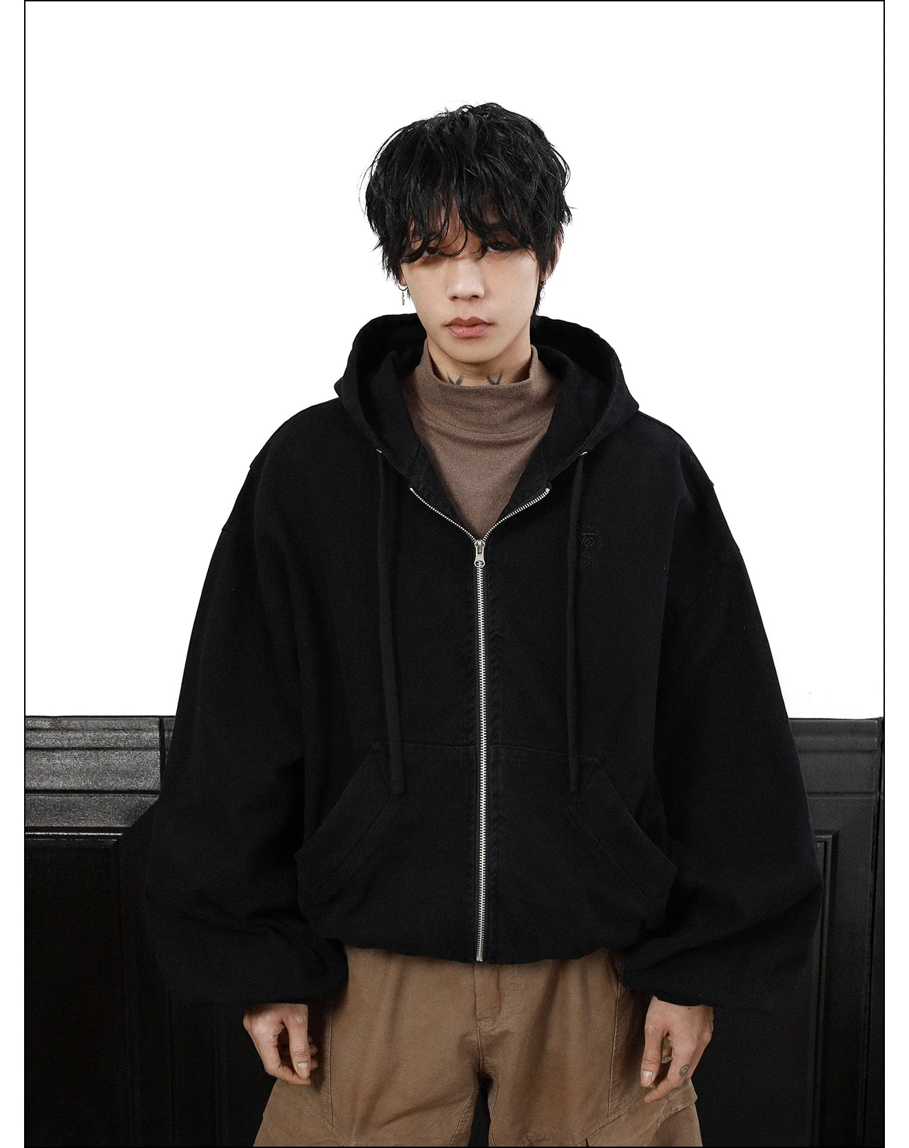 MRNEARLY Vintage Washed Embroidered Silohuette Zip Jacket(Mrnearly Vintage Washed Embroidered Silohuette Zip Jacket) 8 MRNEARLY Vintage Washed Embroidered Silohuette Zip Jacket(Mrnearly Vintage Washed Embroidered Silohuette Zip Jacket) - Image 6