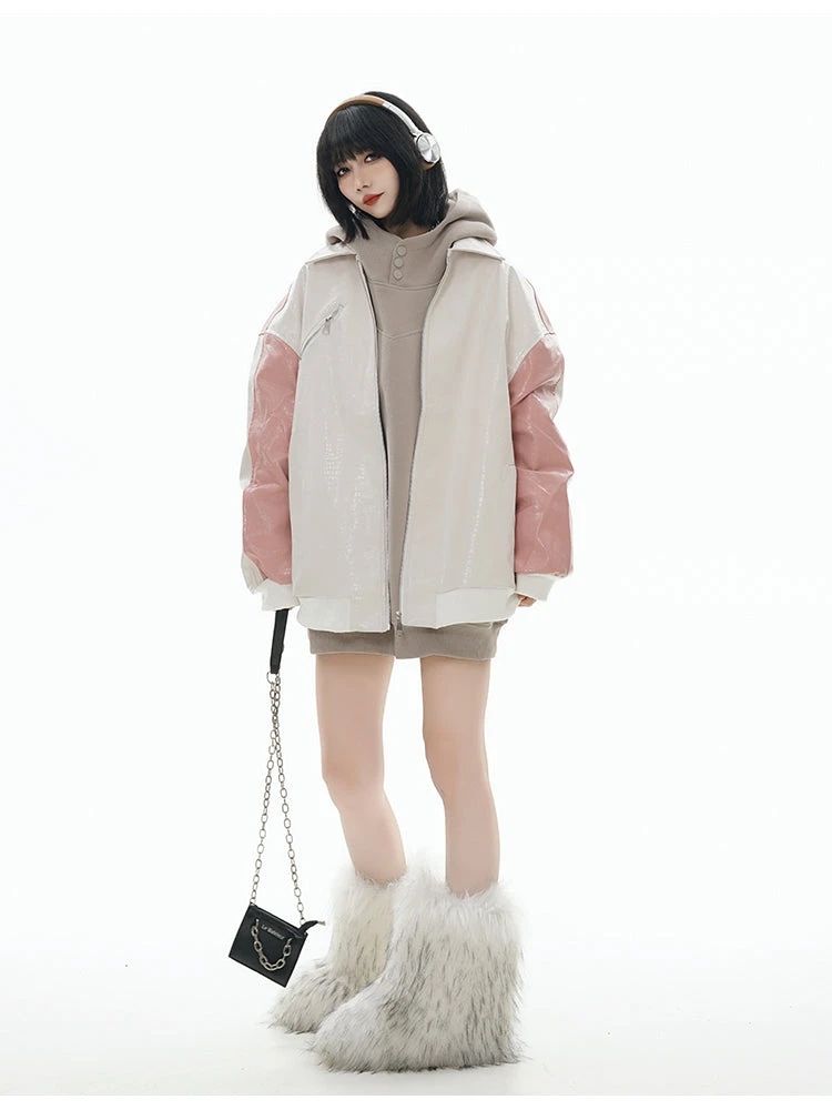 GCINIM Two-Tone Faux Leather Jacket(Gcinim Two Tone Faux Leather Jacket) 13 GCINIM Two-Tone Faux Leather Jacket(Gcinim Two Tone Faux Leather Jacket) - Image 11