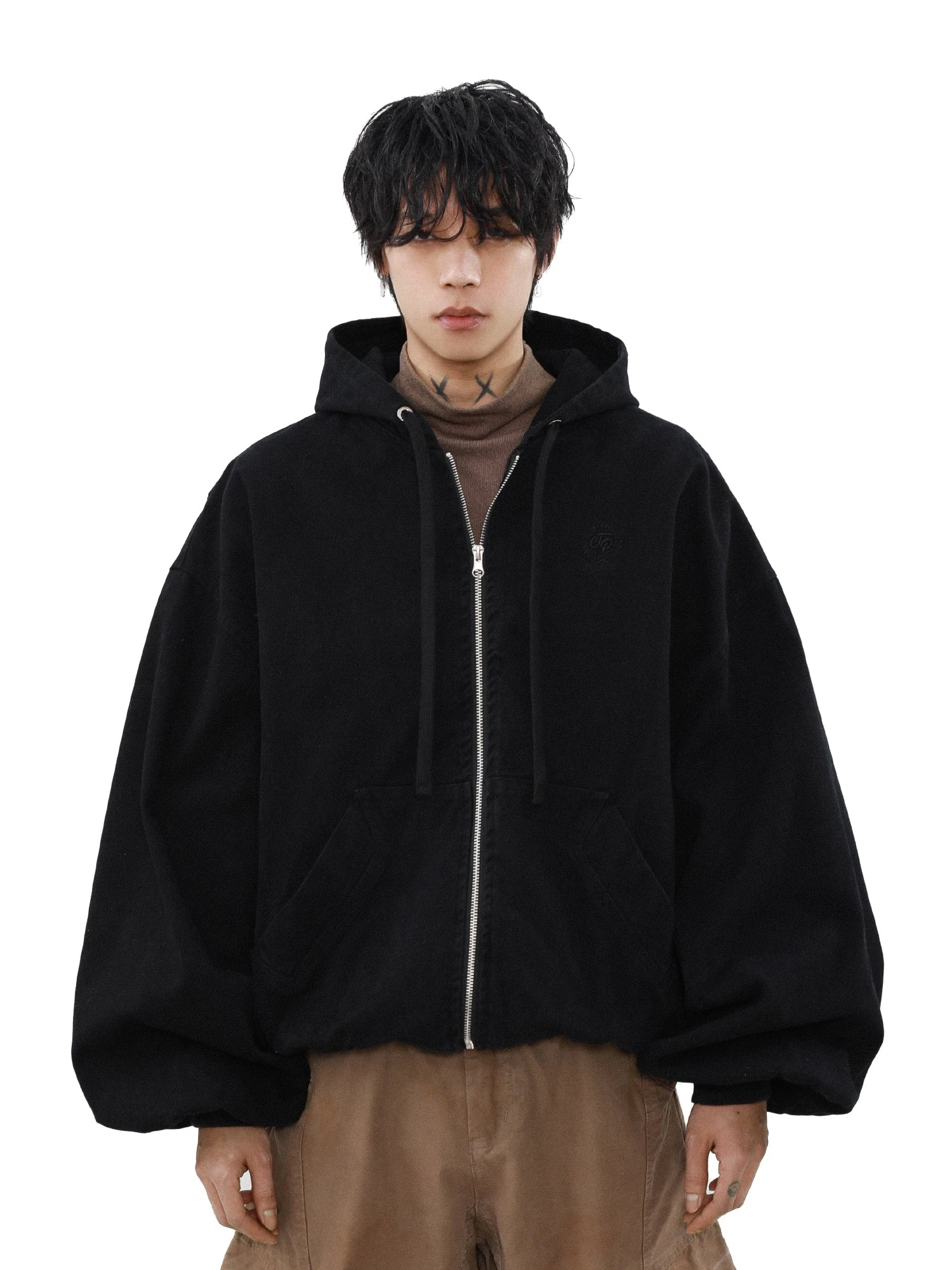 MRNEARLY Vintage Washed Embroidered Silohuette Zip Jacket(Mrnearly Vintage Washed Embroidered Silohuette Zip Jacket) 4 MRNEARLY Vintage Washed Embroidered Silohuette Zip Jacket(Mrnearly Vintage Washed Embroidered Silohuette Zip Jacket) - Image 2