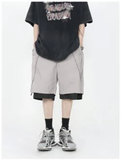 MRNEARLY Layered Zip Shorts(Mrnearly Layered Zip Shorts) -Youth Urban Wear O1CN017B5LYl1VQpX3sEsFO 2434502648
