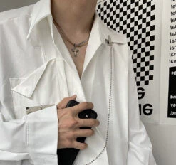 HEIMA Two-Tone Cross Necklace(Heima Two Tone Cross Necklace) -Youth Urban Wear O1CN017jWo921cLygPs9kJV 2206723823585