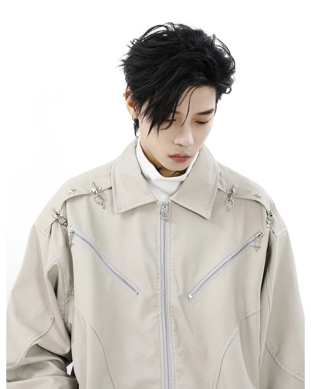 MRNEARLY Star-Studded Bomber Jacket(Mrnearly Star Studded Bomber Jacket) 19 MRNEARLY Star-Studded Bomber Jacket(Mrnearly Star Studded Bomber Jacket) - Image 17