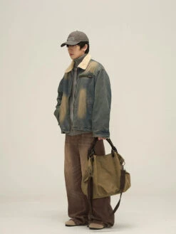 Faux Fur-Lined Faded Denim Jacket(Faux Fur Lined Faded Denim Jacket) -Youth Urban Wear O1CN019Zw3m51r3Oxll3GbM 1124265575