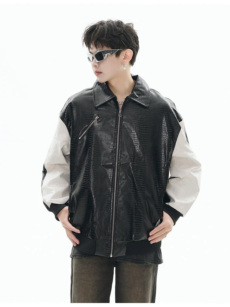 GCINIM Two-Tone Faux Leather Jacket(Gcinim Two Tone Faux Leather Jacket) 11 GCINIM Two-Tone Faux Leather Jacket(Gcinim Two Tone Faux Leather Jacket) - Image 9