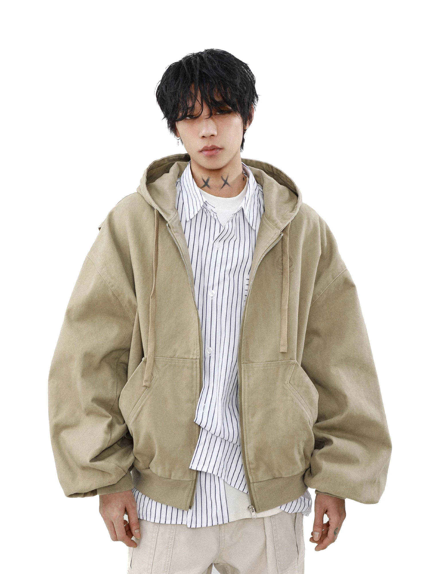 MRNEARLY Vintage Washed Embroidered Silohuette Zip Jacket(Mrnearly Vintage Washed Embroidered Silohuette Zip Jacket) 7 MRNEARLY Vintage Washed Embroidered Silohuette Zip Jacket(Mrnearly Vintage Washed Embroidered Silohuette Zip Jacket) - Image 5