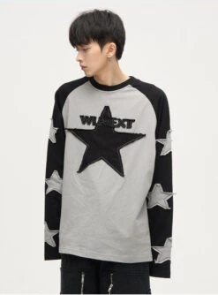 WLNEXT Patchwork Longsleeve Shirt(Wlnext Patchwork Longsleeve Tee)