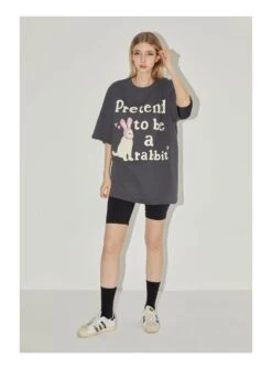 EMPTY REFERENCE "Pretend To Be A Rabbit" Tee(Empty Reference Pretend To Be A Rabbit Tee) -Youth Urban Wear O1CN01IC00ev1h8lIUxlmXn 668204233
