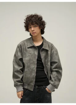 WLNEXT Distressed Faux Leather Jacket(Wlnext Distressed Faux Leather Jacket) -Youth Urban Wear O1CN01JMiB7J1r3OvacCFAN 1124265575