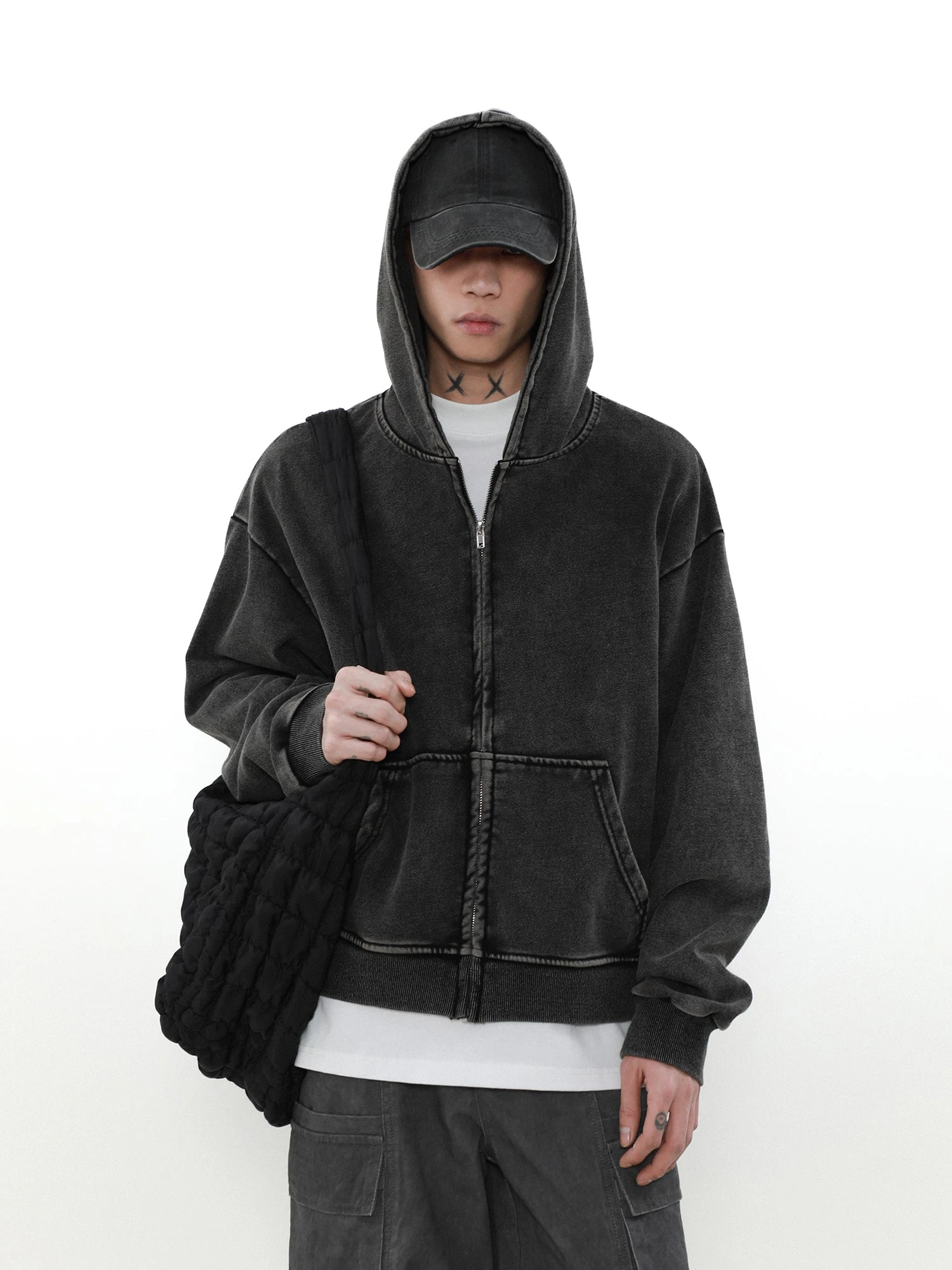 MRNEARLY Heavyweight Vintage Washed Zip Jacket(Mrnearly Heavyweight Vintage Washed Zip Jacket) 4 MRNEARLY Heavyweight Vintage Washed Zip Jacket(Mrnearly Heavyweight Vintage Washed Zip Jacket) - Image 2