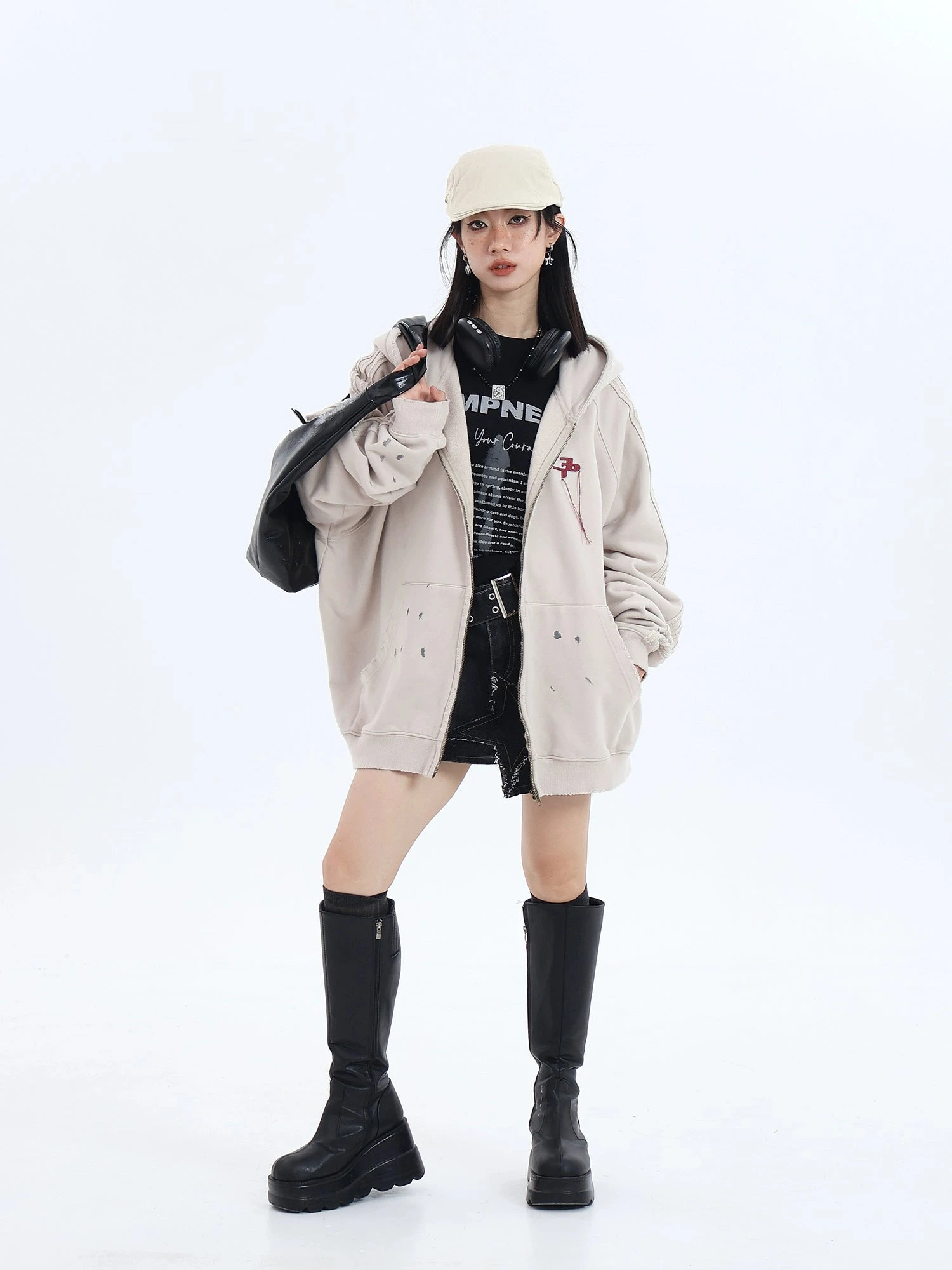 JUMPNEXT Distressed Striped Zip Jacket(Jumpnext Distressed Striped Zip Jacket) 3 JUMPNEXT Distressed Striped Zip Jacket(Jumpnext Distressed Striped Zip Jacket)