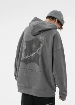 BJHG Embroidered Thorns Suede Hoodie(Bjhg Embroidered Thorns Suede Hoodie)