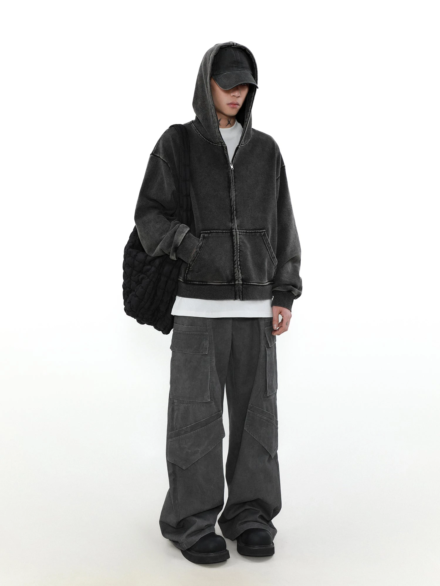 MRNEARLY Heavyweight Vintage Washed Zip Jacket(Mrnearly Heavyweight Vintage Washed Zip Jacket) 6 MRNEARLY Heavyweight Vintage Washed Zip Jacket(Mrnearly Heavyweight Vintage Washed Zip Jacket) - Image 4