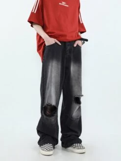 MRNEARLY Vintage Washed Ripped Jeans(Mrnearly Vintage Washed Ripped Jeans)