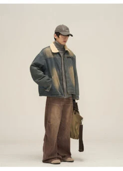 Faux Fur-Lined Faded Denim Jacket(Faux Fur Lined Faded Denim Jacket) -Youth Urban Wear O1CN01OODALQ1r3OxkOd87n 1124265575