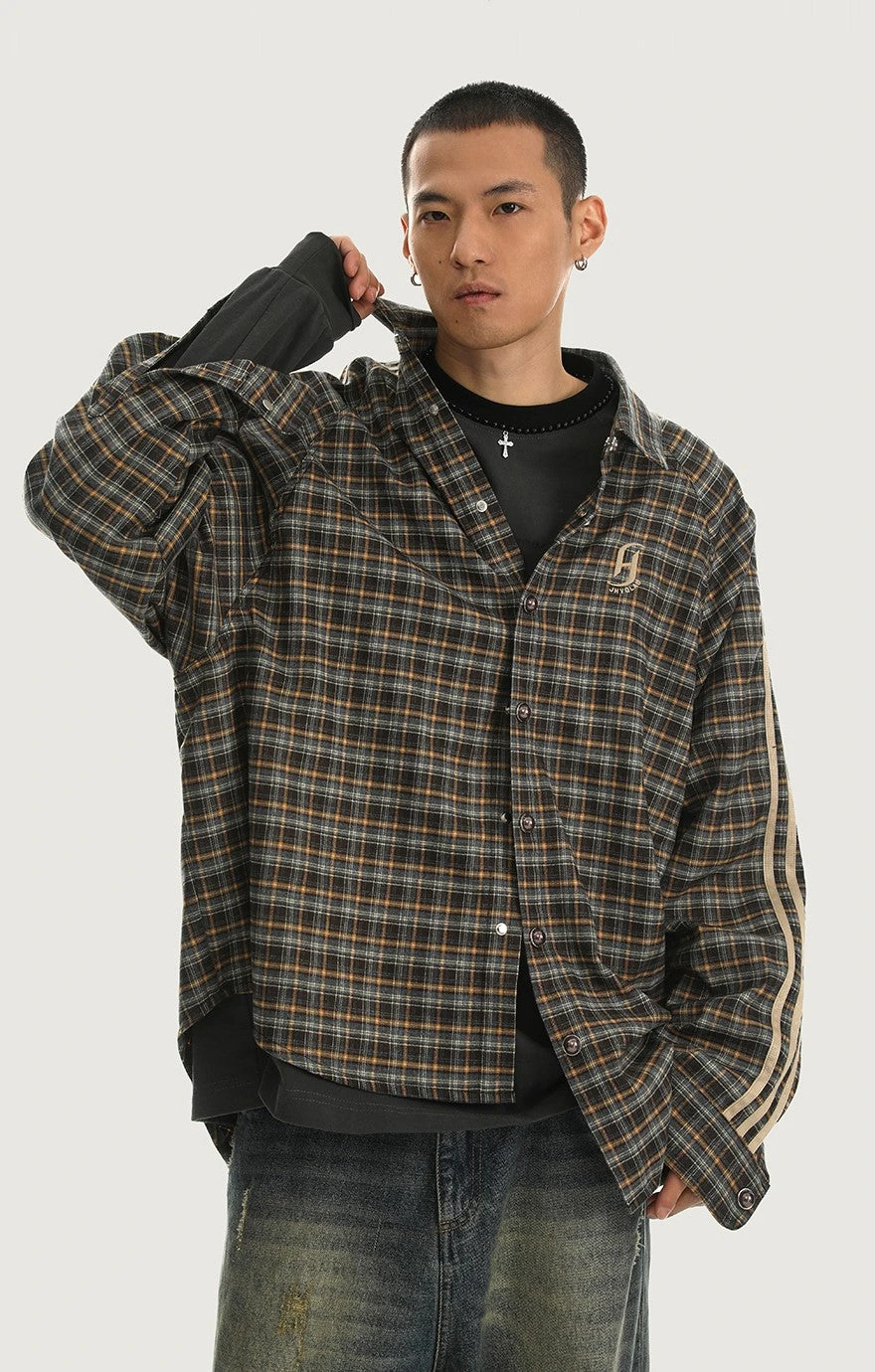 JHYQ Retro Striped Flannel(Jhyq Retro Striped Flannel) 6 JHYQ Retro Striped Flannel(Jhyq Retro Striped Flannel) - Image 4