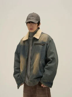 Faux Fur-Lined Faded Denim Jacket(Faux Fur Lined Faded Denim Jacket) -Youth Urban Wear O1CN01PuGOQf1r3Oxk1Zy7s 1124265575