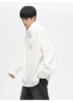 77F7GHT Quarter Zip Ribbed Fleece Jacket(77f7ght Quarter Zip Ribbed Fleece Jacket) -Youth Urban Wear O1CN01QpzGG91r3OrTcP3NK 1124265575