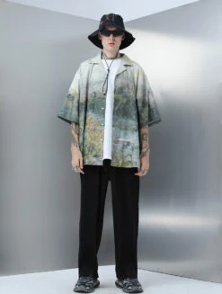 HARSH And CRUEL Painted Autumn Button-Up(Harsh And Cruel Painted Autumn Button Up)