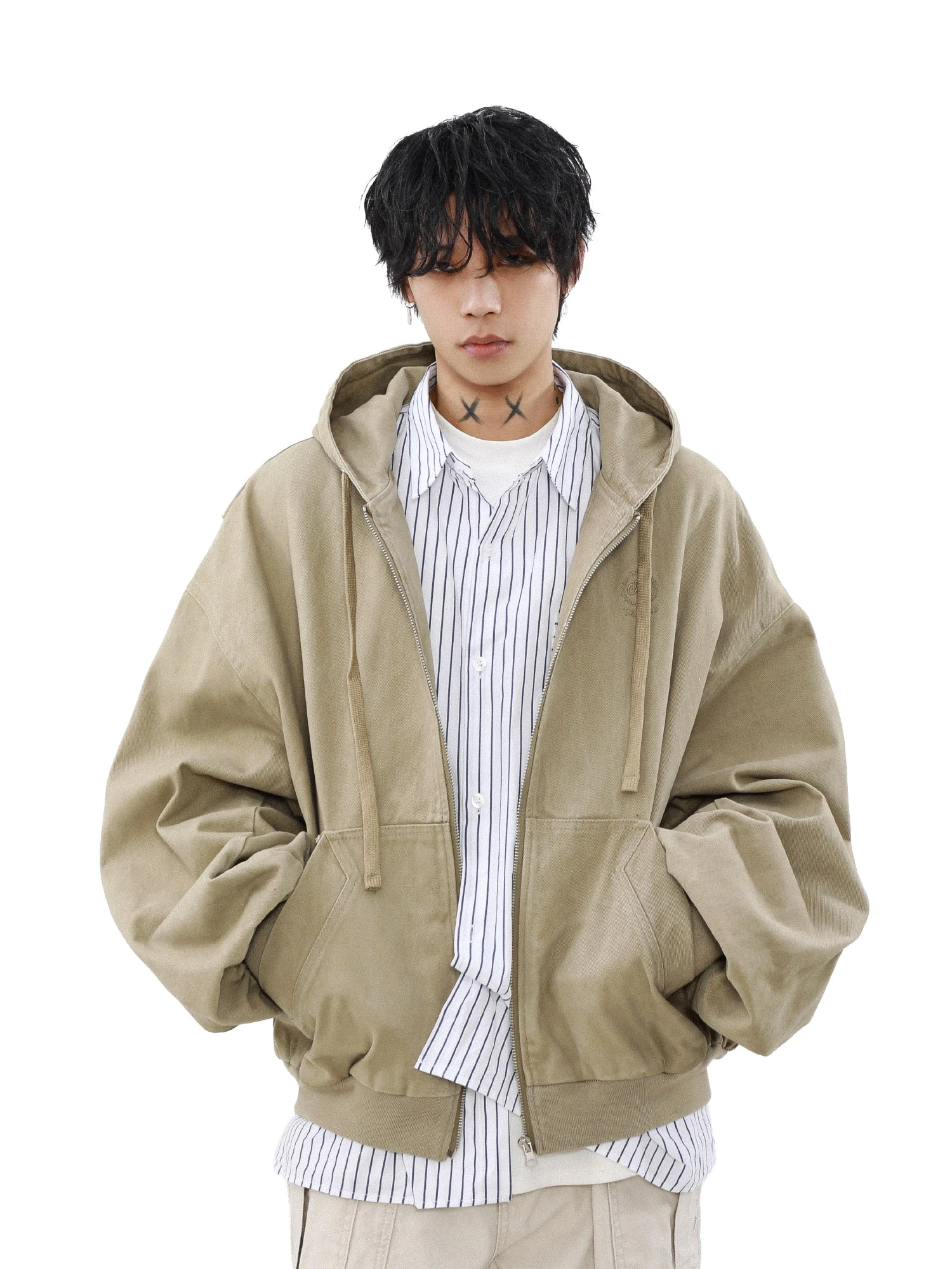 MRNEARLY Vintage Washed Embroidered Silohuette Zip Jacket(Mrnearly Vintage Washed Embroidered Silohuette Zip Jacket) 3 MRNEARLY Vintage Washed Embroidered Silohuette Zip Jacket(Mrnearly Vintage Washed Embroidered Silohuette Zip Jacket)