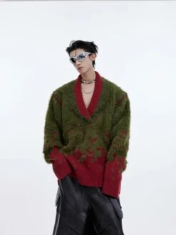 CulturE Contrast Textured V-Neck Sweater(Culture Contrast Textured V Neck Sweater) -Youth Urban Wear O1CN01VowsYX2MtO0hd4TMY 2209343059885