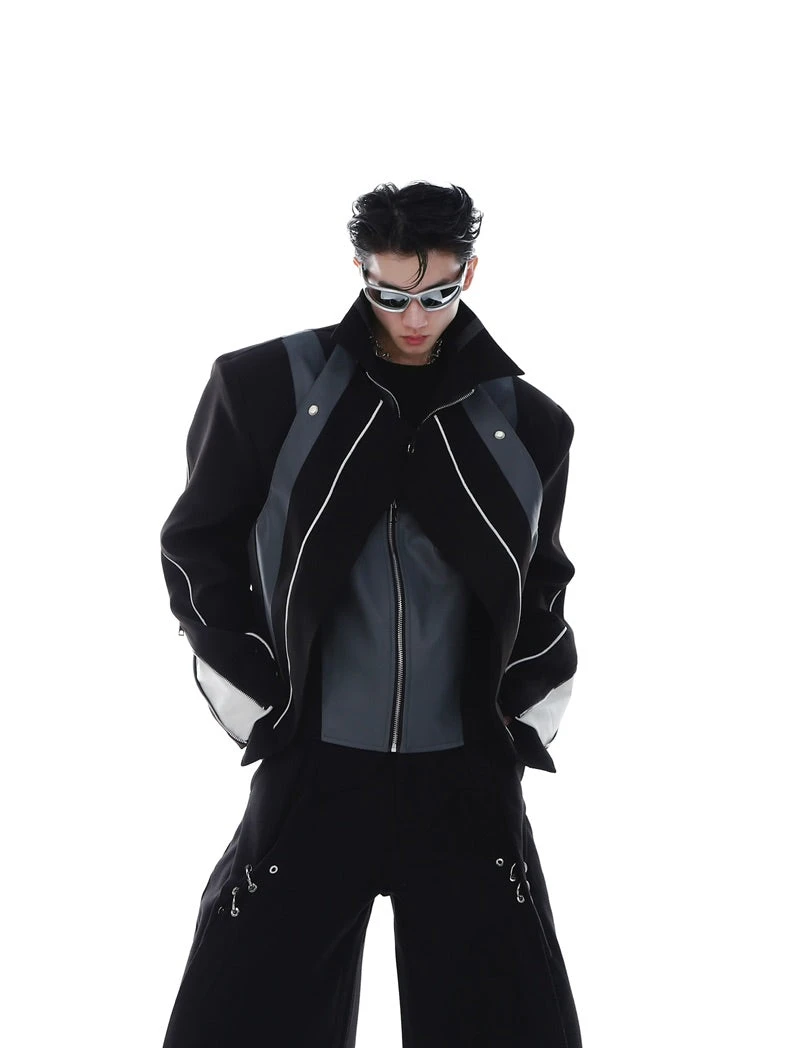 CulturE Spliced Biker Jacket(Culture Spliced Biker Jacket) 4 CulturE Spliced Biker Jacket(Culture Spliced Biker Jacket) - Image 2