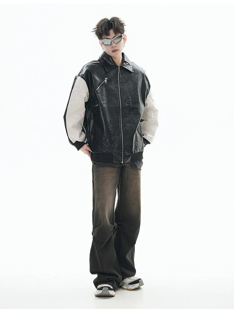 GCINIM Two-Tone Faux Leather Jacket(Gcinim Two Tone Faux Leather Jacket) 10 GCINIM Two-Tone Faux Leather Jacket(Gcinim Two Tone Faux Leather Jacket) - Image 8