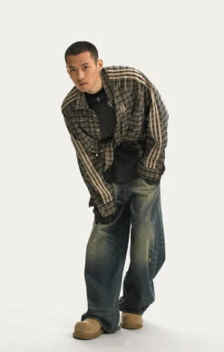 JHYQ Retro Striped Flannel(Jhyq Retro Striped Flannel) 18 JHYQ Retro Striped Flannel(Jhyq Retro Striped Flannel) -Youth Urban Wear O1CN01aYJR1425Ads3QgOy9 2213986157486