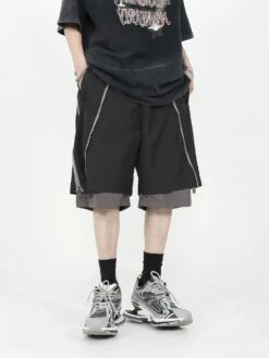 MRNEARLY Layered Zip Shorts(Mrnearly Layered Zip Shorts)