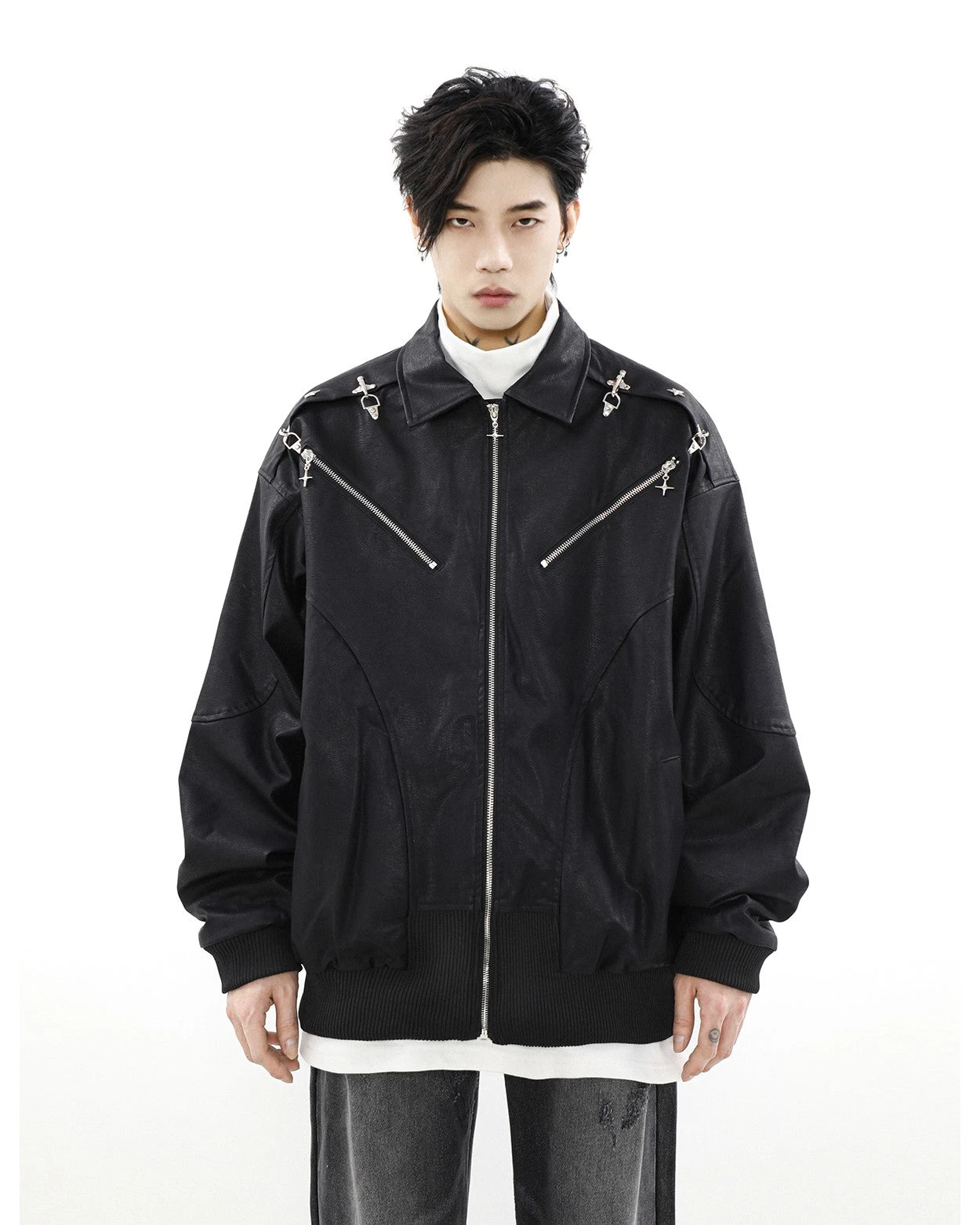 MRNEARLY Star-Studded Bomber Jacket(Mrnearly Star Studded Bomber Jacket) 3 MRNEARLY Star-Studded Bomber Jacket(Mrnearly Star Studded Bomber Jacket)