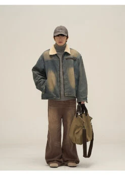 Faux Fur-Lined Faded Denim Jacket(Faux Fur Lined Faded Denim Jacket) -Youth Urban Wear O1CN01fZ8Eax1r3OxZ6jVOb 1124265575