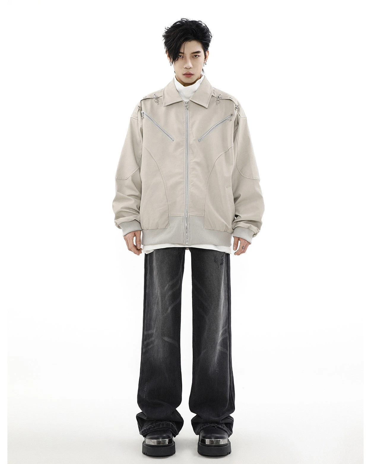 MRNEARLY Star-Studded Bomber Jacket(Mrnearly Star Studded Bomber Jacket) 7 MRNEARLY Star-Studded Bomber Jacket(Mrnearly Star Studded Bomber Jacket) - Image 5