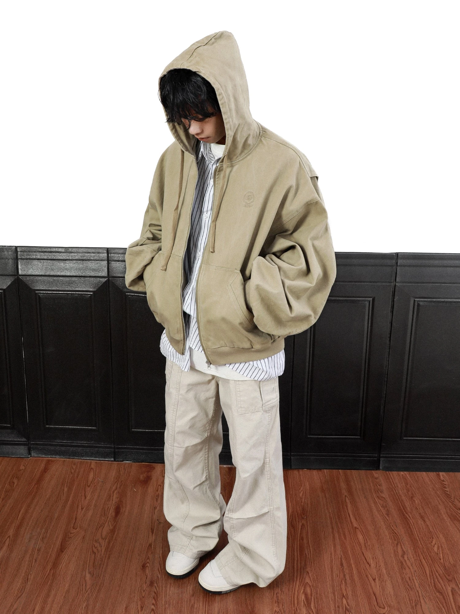 MRNEARLY Vintage Washed Embroidered Silohuette Zip Jacket(Mrnearly Vintage Washed Embroidered Silohuette Zip Jacket) 5 MRNEARLY Vintage Washed Embroidered Silohuette Zip Jacket(Mrnearly Vintage Washed Embroidered Silohuette Zip Jacket) - Image 3