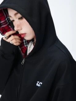 JUMPNEXT Layered Plaid Lined Zip Jacket(Jumpnext Layered Plaid Lined Zip Hoodie) -Youth Urban Wear O1CN01iJOcP51Zmb2tUPbzq 2126143237