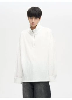 77F7GHT Quarter Zip Ribbed Fleece Jacket(77f7ght Quarter Zip Ribbed Fleece Jacket) -Youth Urban Wear O1CN01iotTdr1r3OrPsW0rt 1124265575